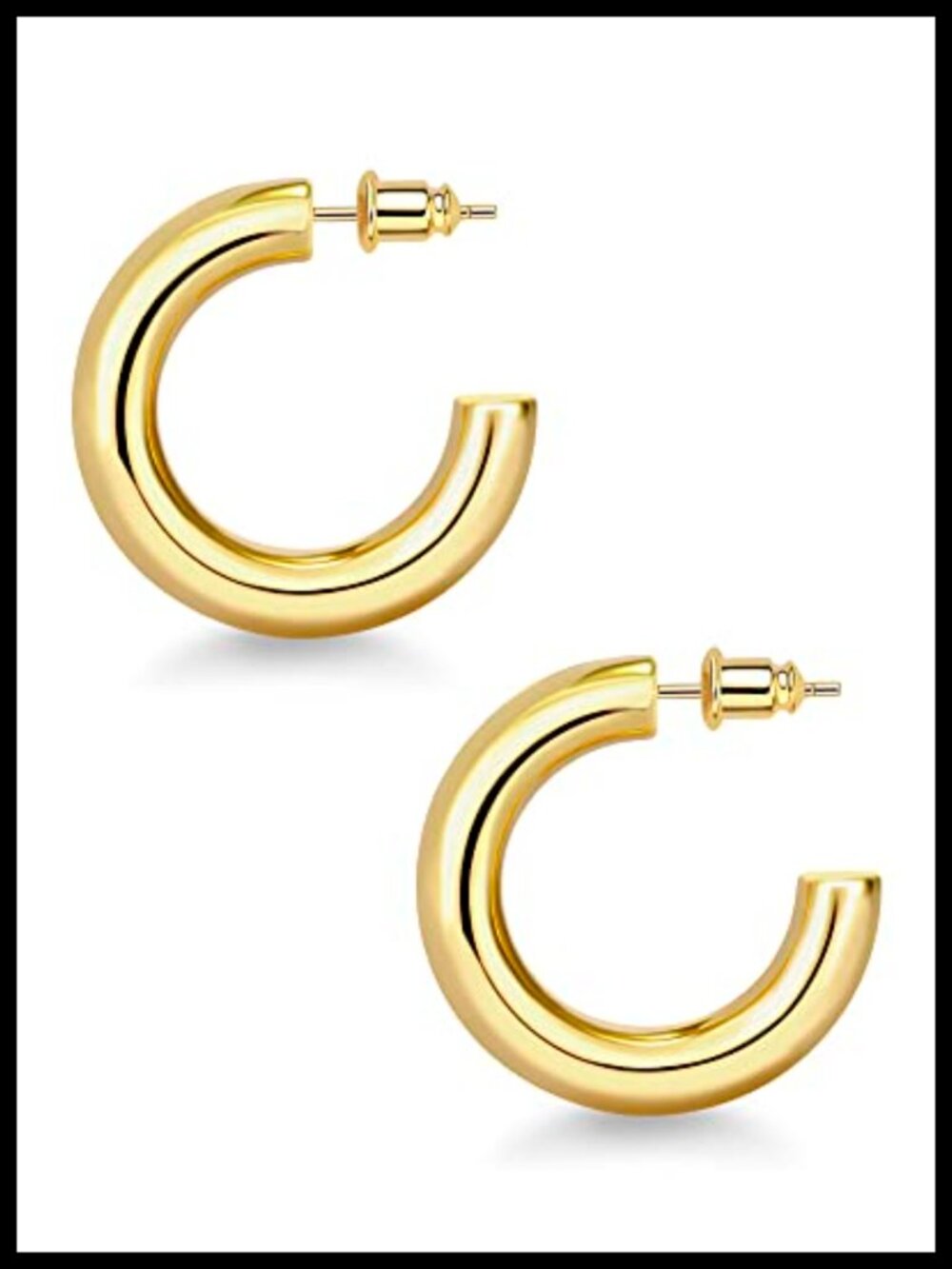 14K Gold Plated Chunky Hoop Earrings Lightweight Everyday Jewelry Gift
